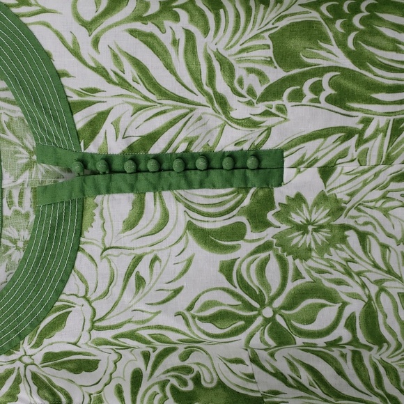 Windsmoor floral leaves green white sleeveless dress 100%lines size 16 - Picture 2 of 12